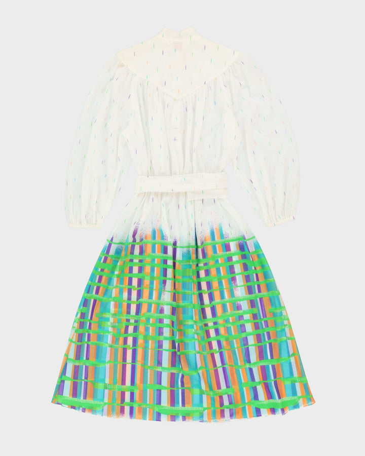 Vintage 1980s White Sheer Tea Dress - S