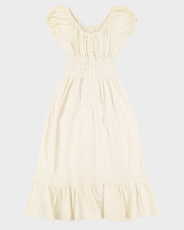 Cream Cotton Prairie Dress - S