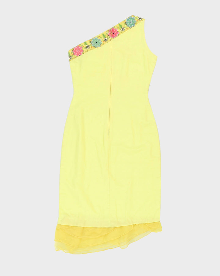 Vintage 1990s Yellow Asymmetric Midi Dress - XS