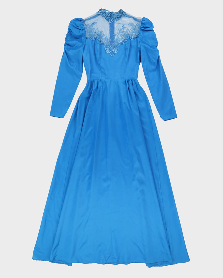 Vintage 1980s Blue Maxi Party Dress - XXS