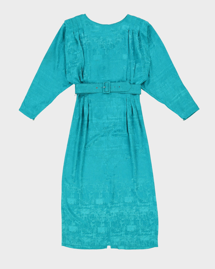 Vintage 1990s Green With Batwing Sleeves Dress - S