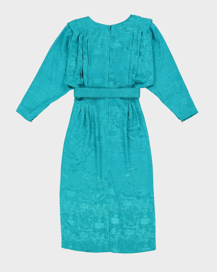 Vintage 1990s Green With Batwing Sleeves Dress - S