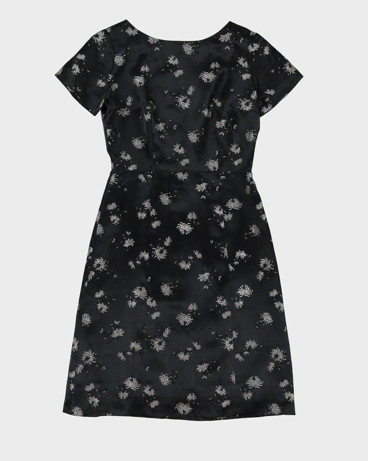 Vintage 1950s Black Brocade Cheongsam Dress - S