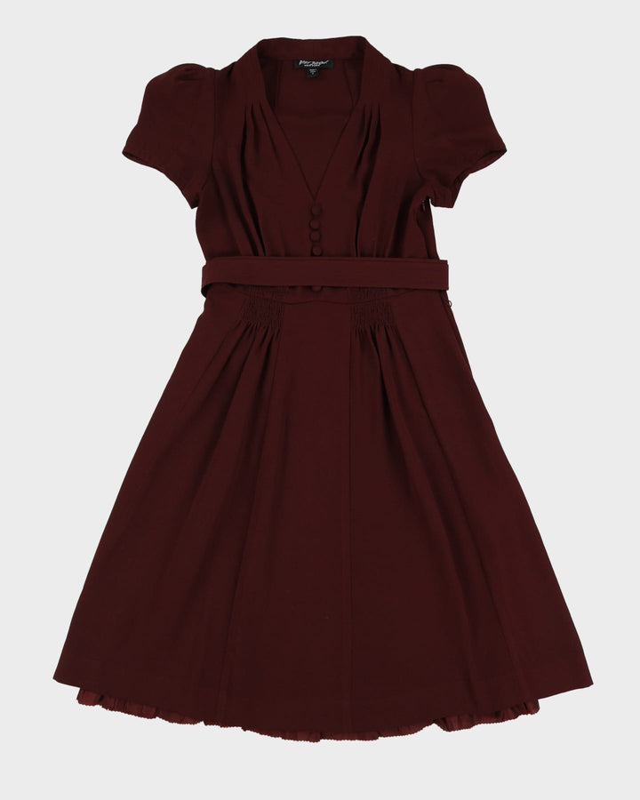 Betsey Johnson Burgundy Belted Tea Dress - S