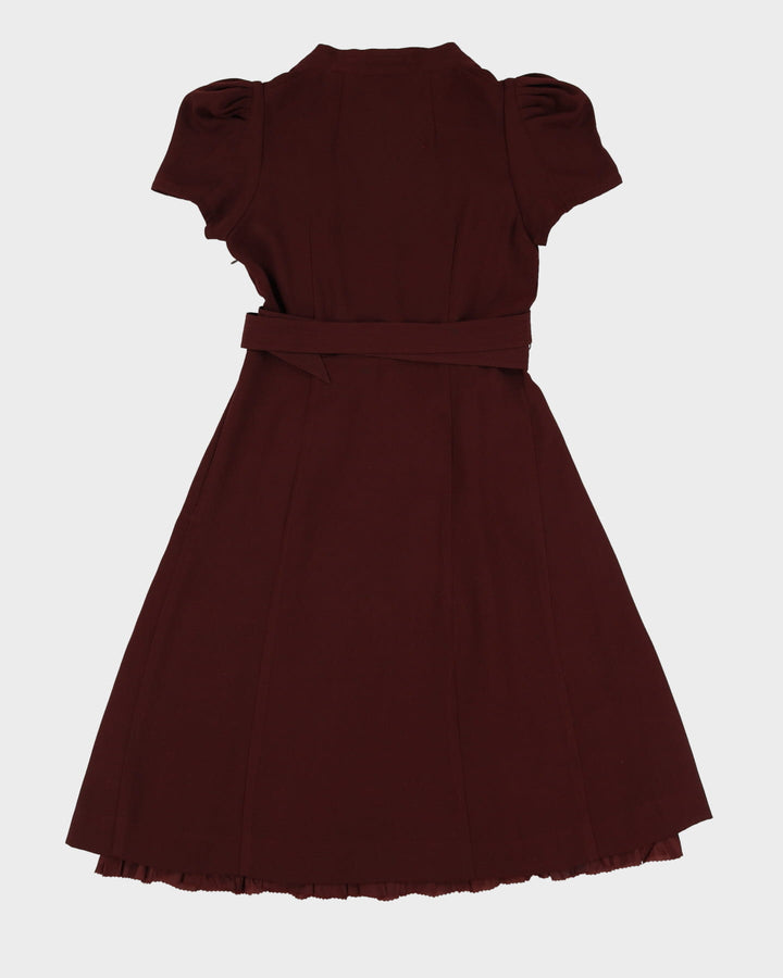 Betsey Johnson Burgundy Belted Tea Dress - S