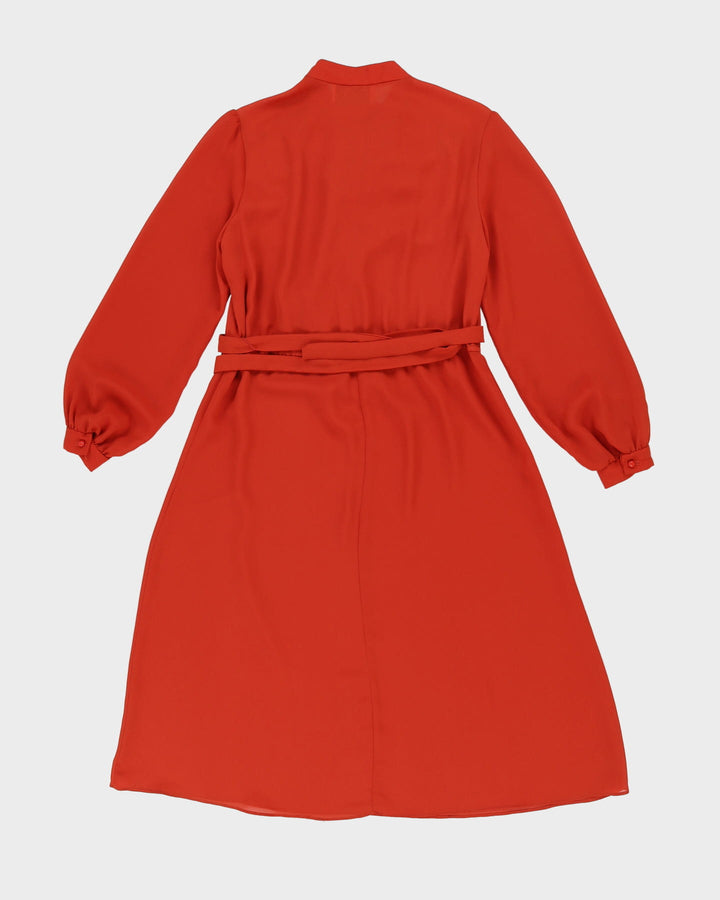 Vintage 1980s Orange Belted Midi Dress - M