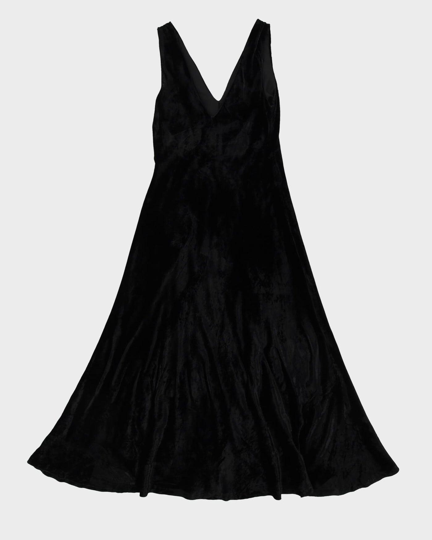 00s Black Velvet Maxi Dress - S