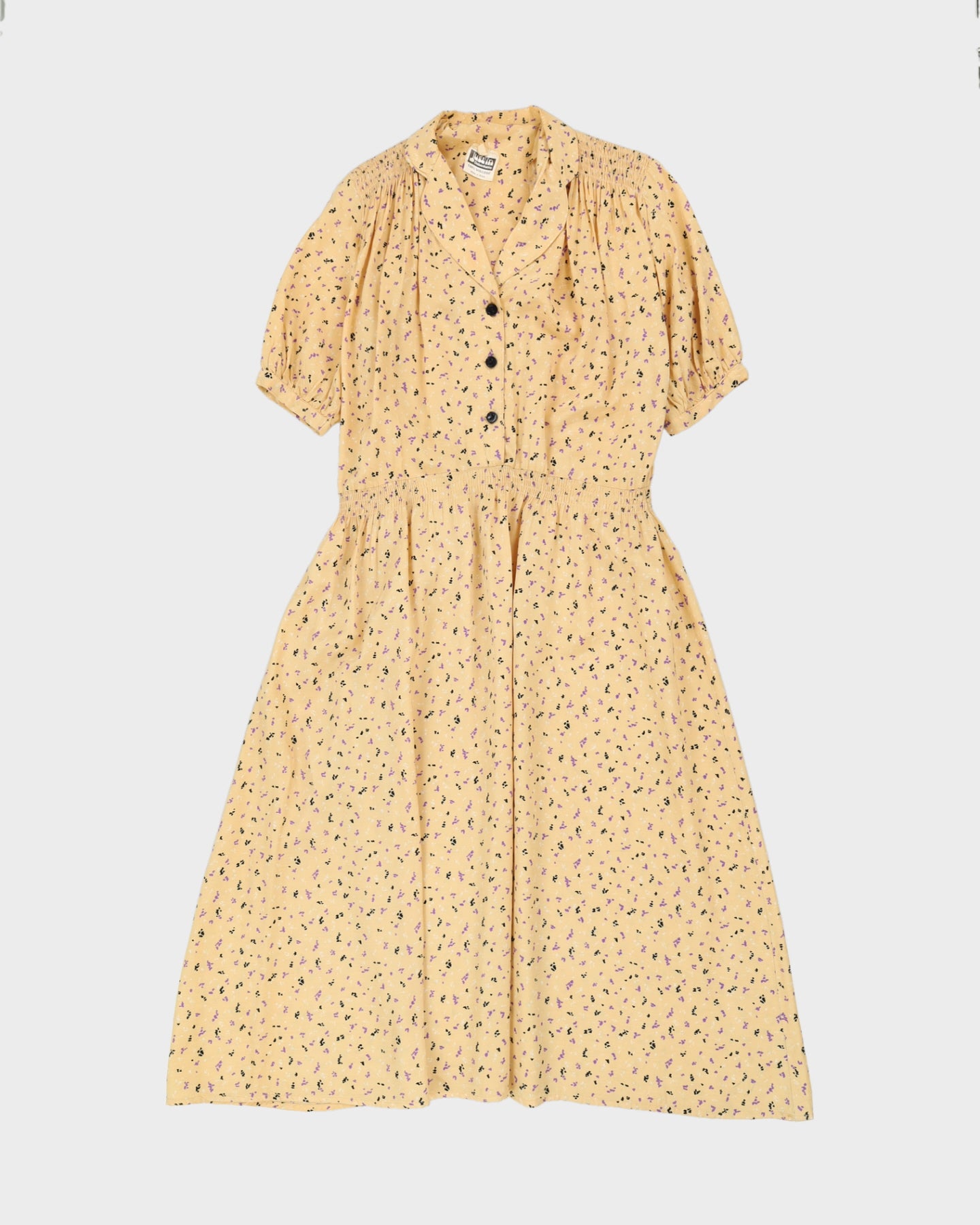 Vintage Debenhams Yellow Tea Dress M Rokit