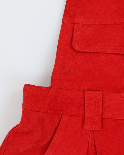 Red Suede Short Dungarees - S