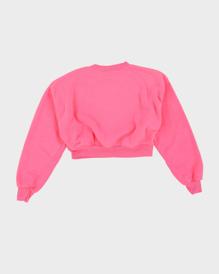 Vintage 80s Novelty Quote Pink Cropped Sweatshirt - S / M