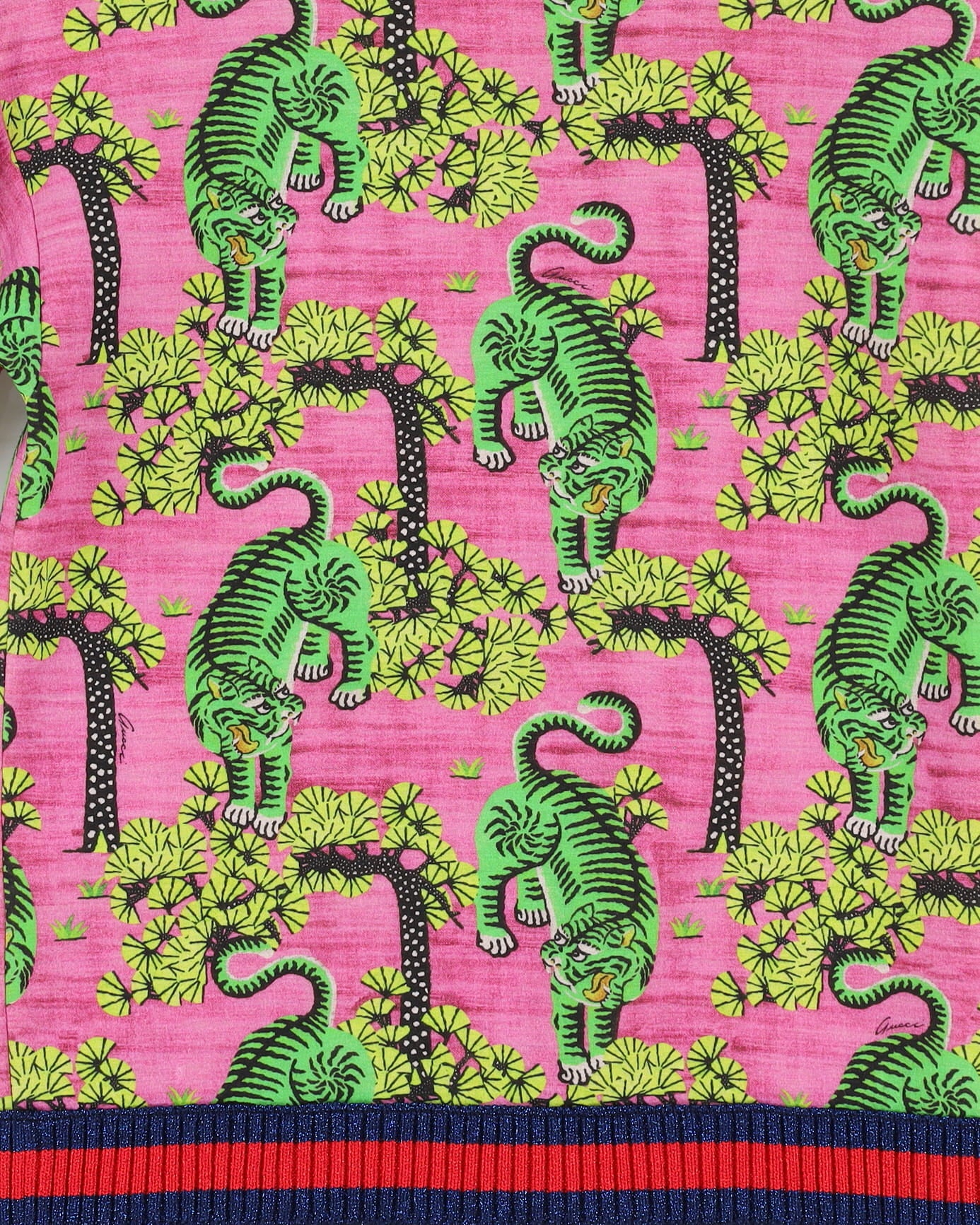 Gucci Pink All Over Tiger Design Short Sleeve Sweatshirt - XXS