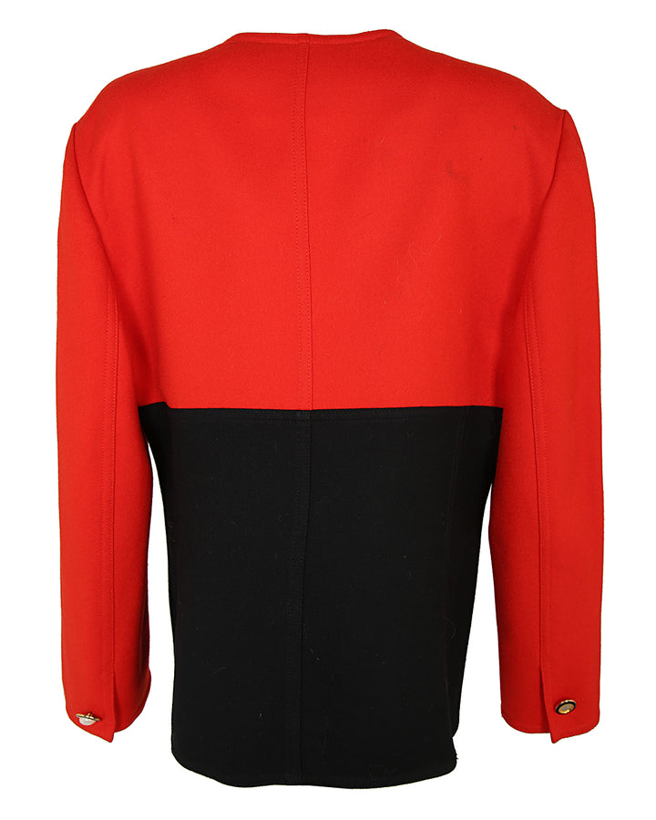 80s Louis Féraud Contrast Wool Jacket - L