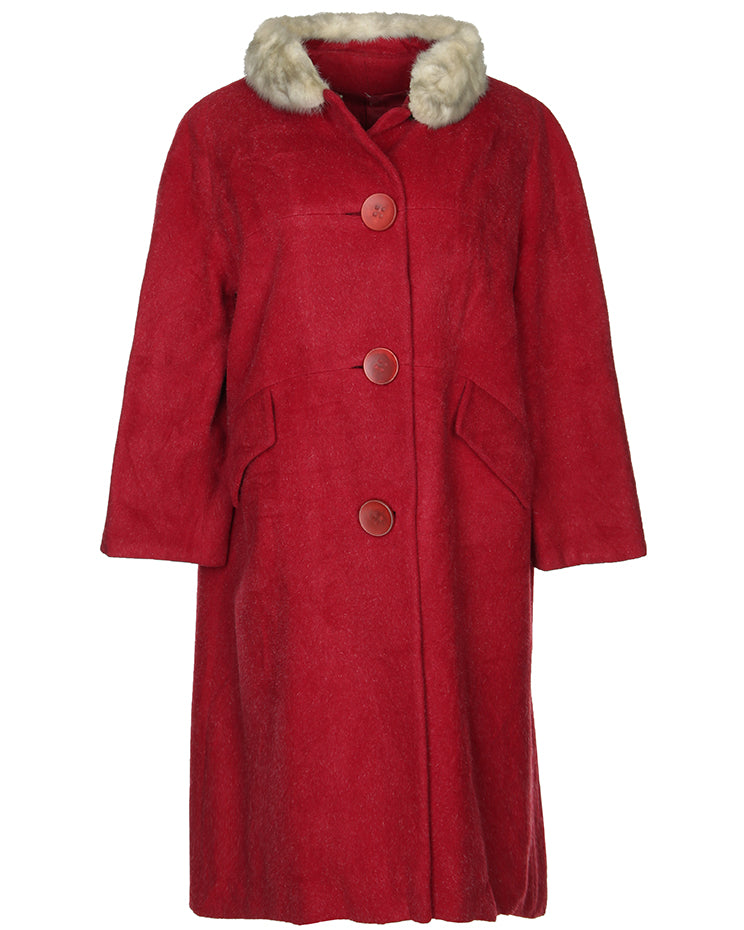 1950s Mohair & Wool A-line Coat - L