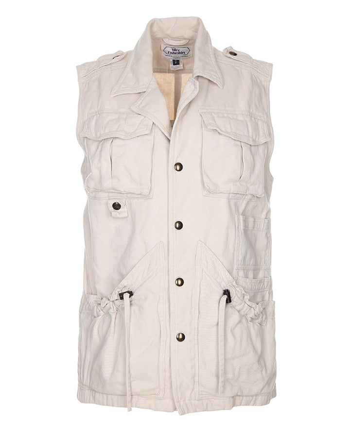 Vintage denim cargo pocket vest - S