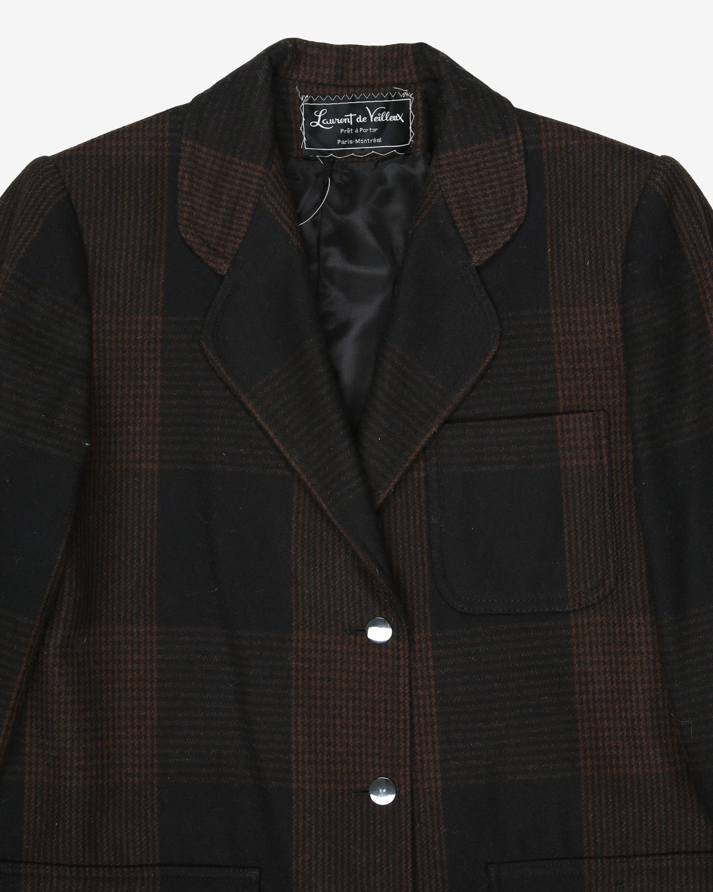1970's Laurent de Veilleux black and brown jacket - S