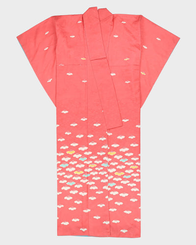 Pink With Clouds Pattern Kimono - M / L