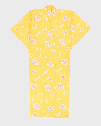 Yellow Patterned Yukata Summer Kimono - L