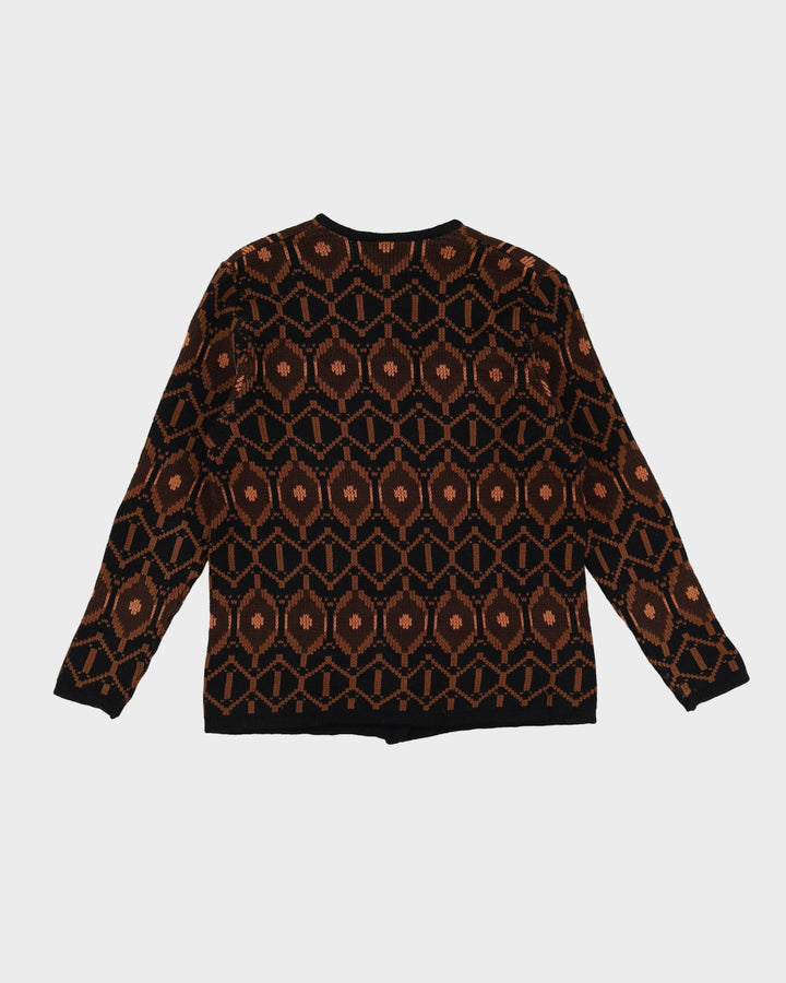 1950s Glenhill Brown Patterned Knitted Cardigan - S