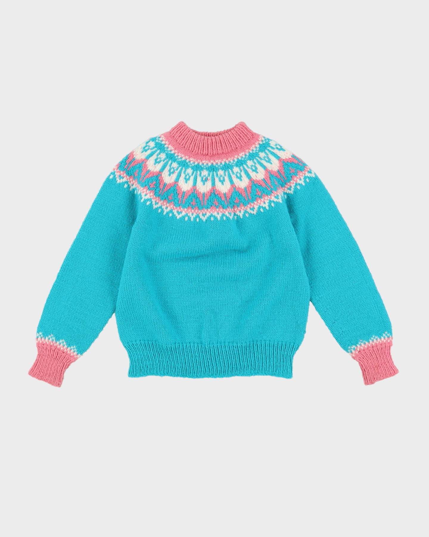 Hand Knitted Fair Isle Style Jumper XS Rokit