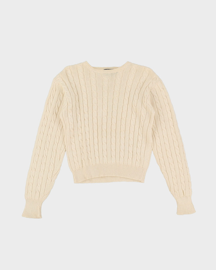 Ralph Lauren Cream Cotton Knitted Jumper - XS / S