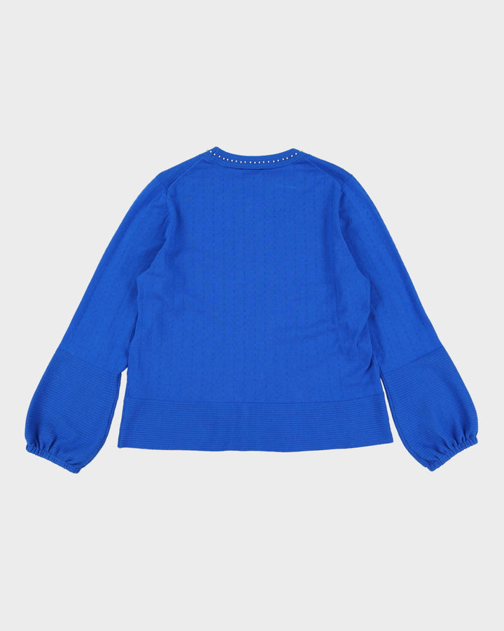 Karl Lagerfeld Blue Pearl Detailed Knitted Jumper - M