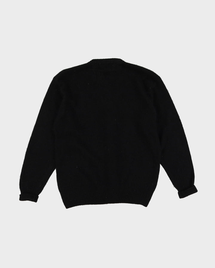 1990s Black With Beaded Gold Bow Cardigan - M
