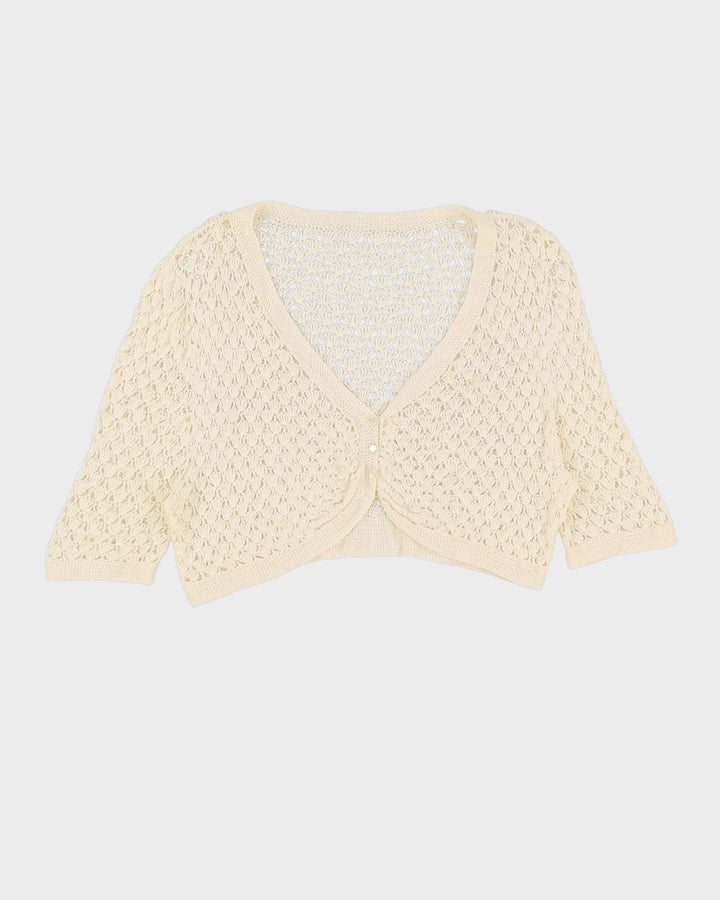 White Crocheted Lace Cardigan - S / M