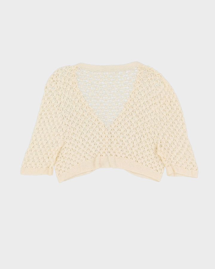 White Crocheted Lace Cardigan - S / M