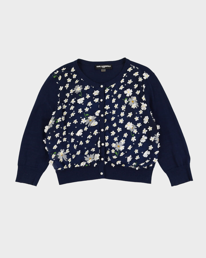 Karl Lagerfeld Blue Daisy Patterned Cardigan - M