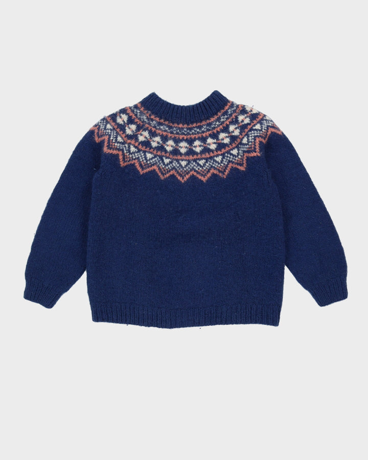 Vintage 1980s Norwegian Style Knitted Wool Jumper - S