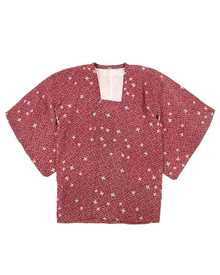 Vintage Michiyuki Maroon Patterned Silk Haori Kimono- M
