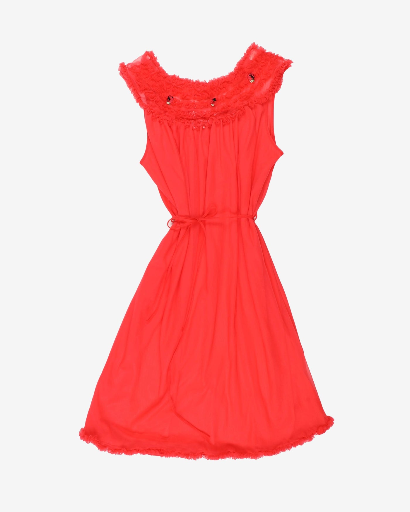 1960s red baby doll slip dress - M