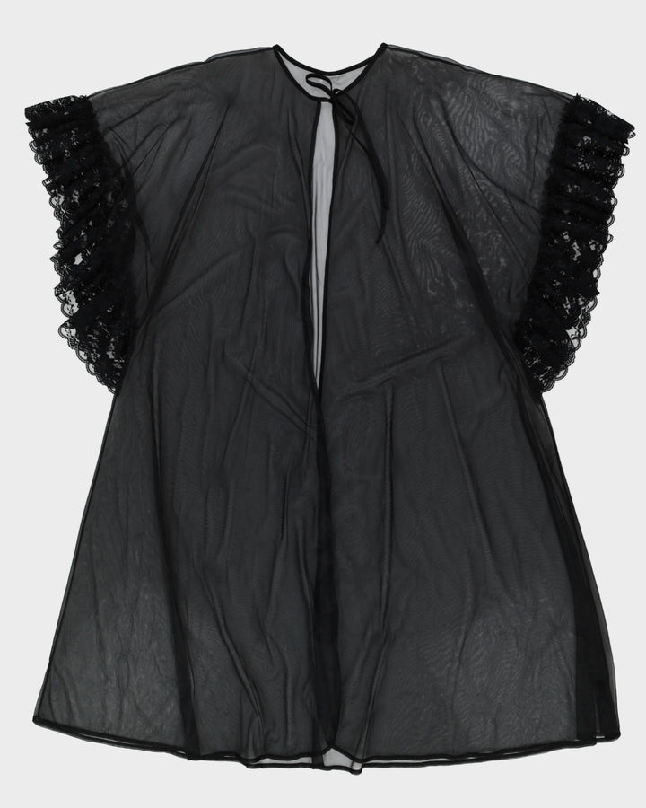 Vintage 1960s Black Kaftan Style Dressing Gown - L / XL