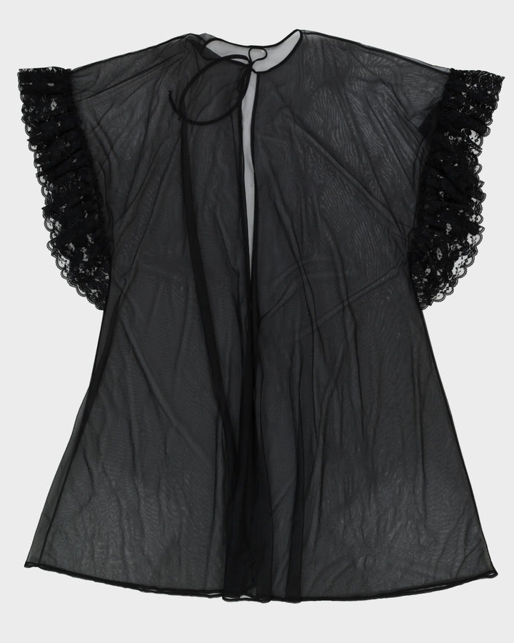 Vintage 1960s Black Kaftan Style Dressing Gown - L / XL