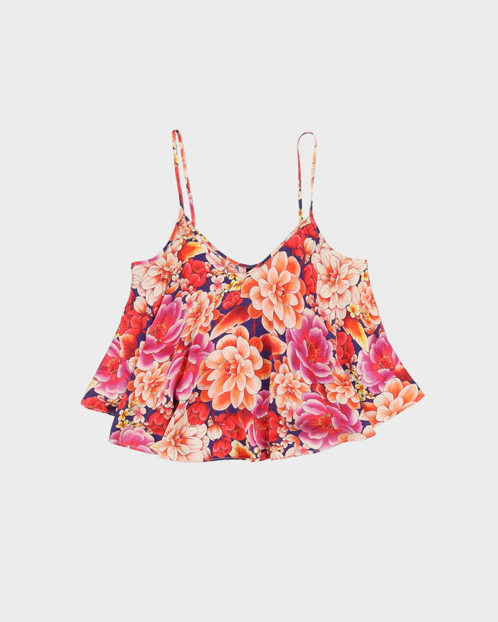 Pink Floral Silk Camisole Top - XS