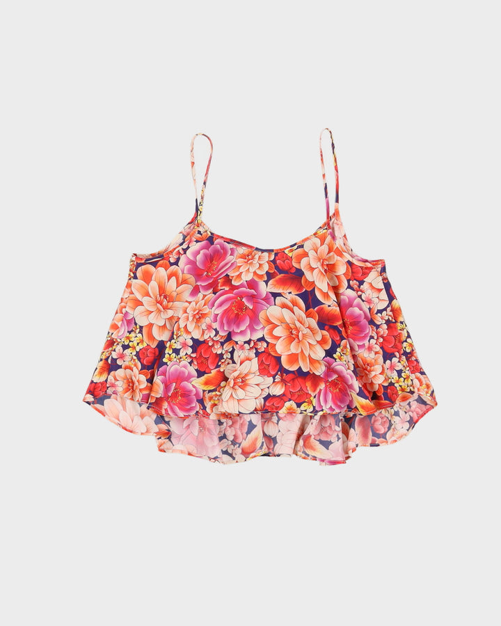 Pink Floral Silk Camisole Top - XS
