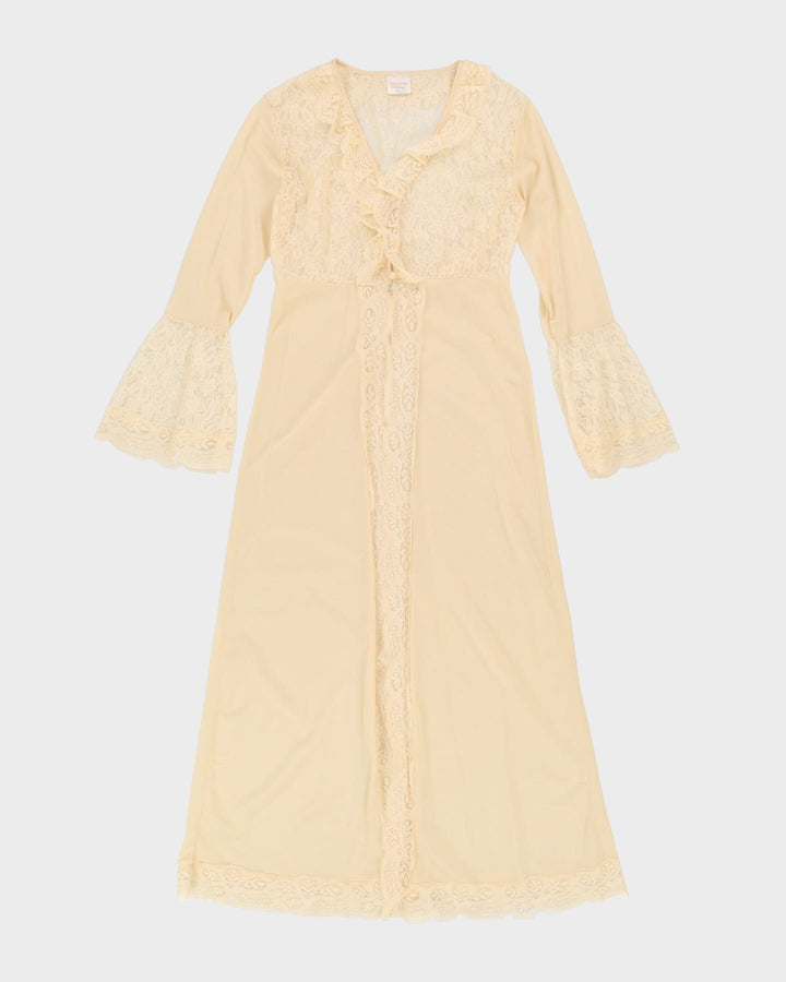 Vintage 1970s Beige Peignoir Dressing Gown - S