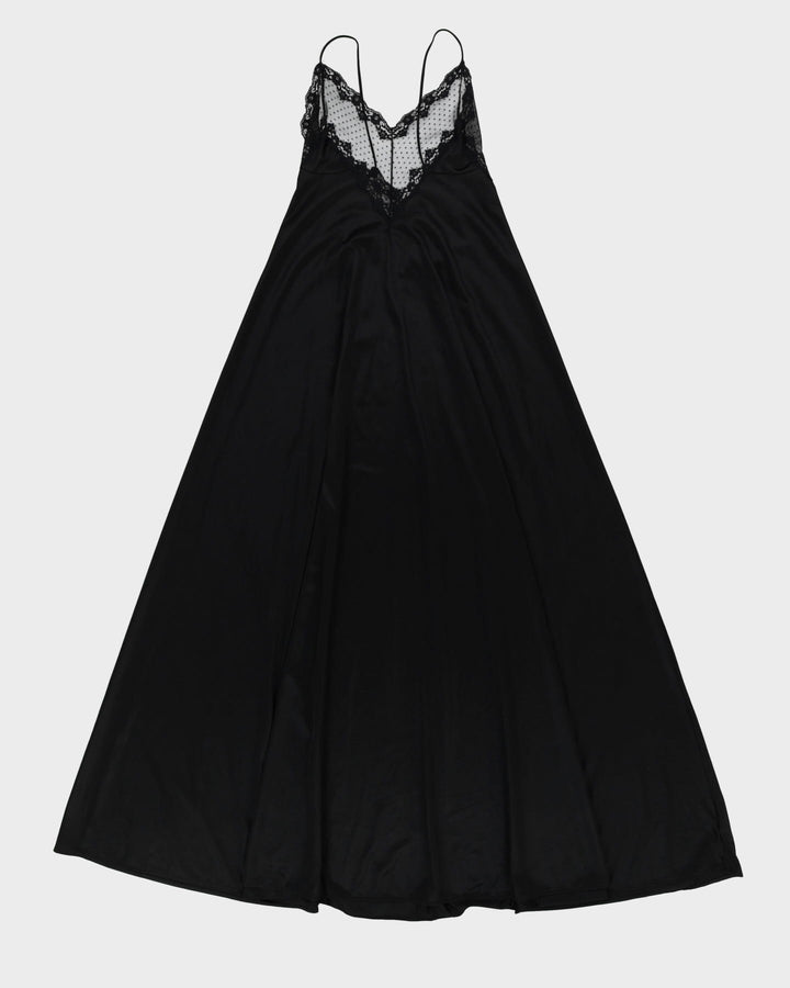 Vintage 1980s Black Lace Detailed Slip Dress - S