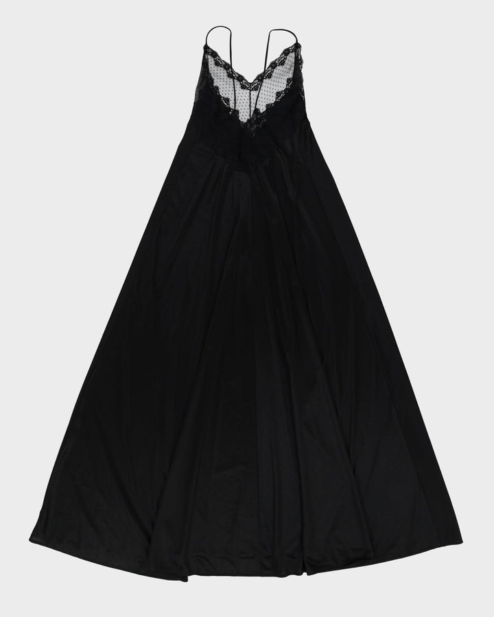 Vintage 1980s Black Lace Detailed Slip Dress - S