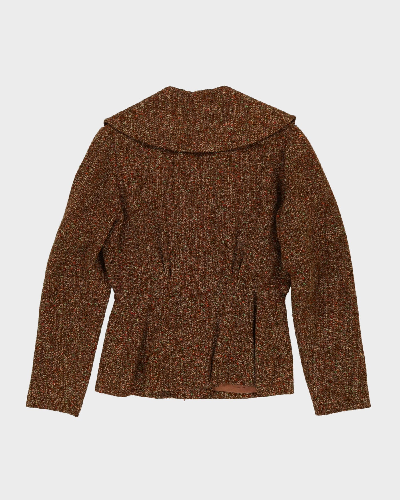 1940s-50s Brown And Green Wool Fitted Jacket - M