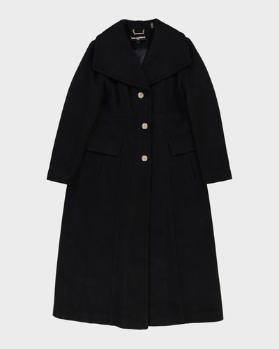Karl Lagerfeld Long Black Wool Overcoat - S