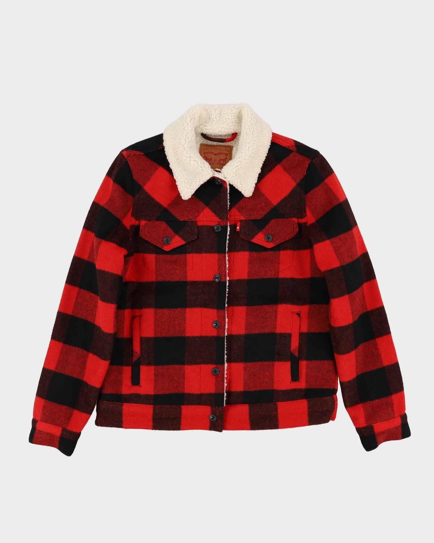 Levi's Red And Black Checked Sherpa Lined Jacket - XS – Rokit