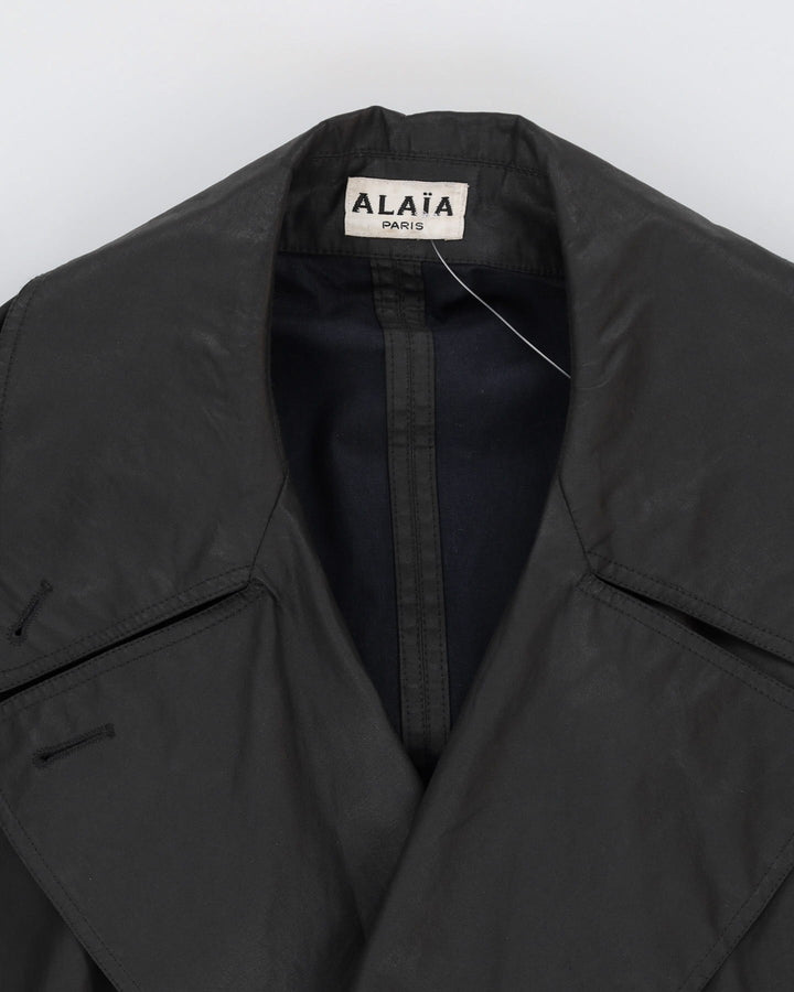 Alaia Paris Black Weatherproof Windbreaker Mac Jacket - XL