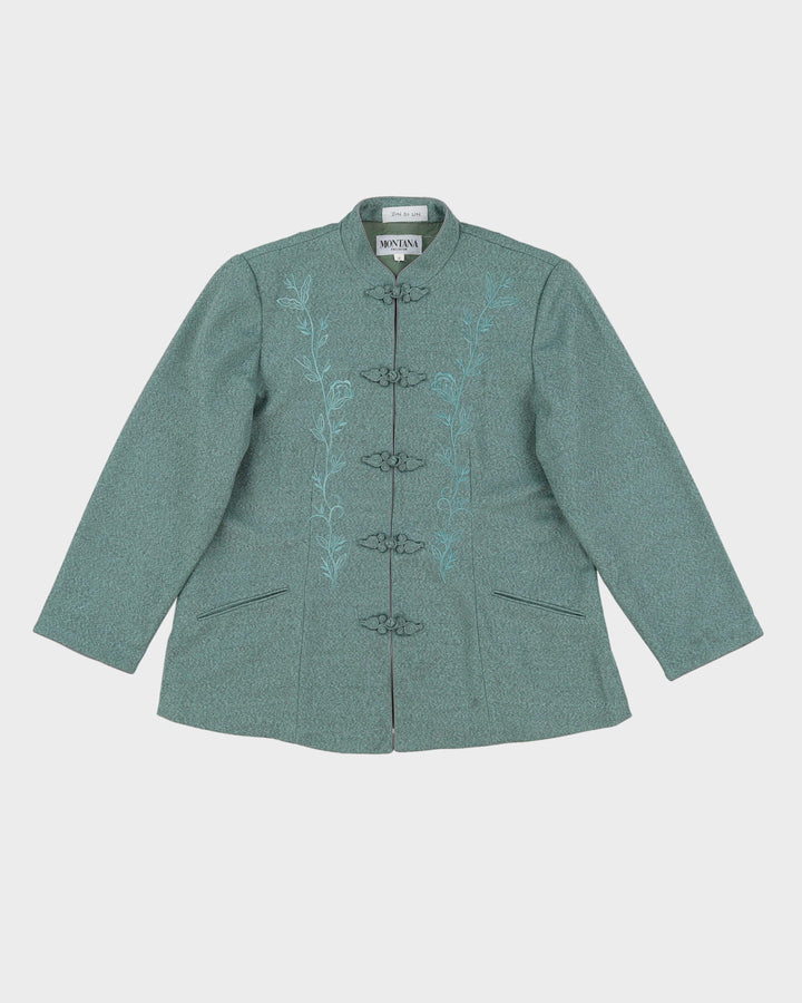 Green Embroidered Cheongsam Style Jacket - S