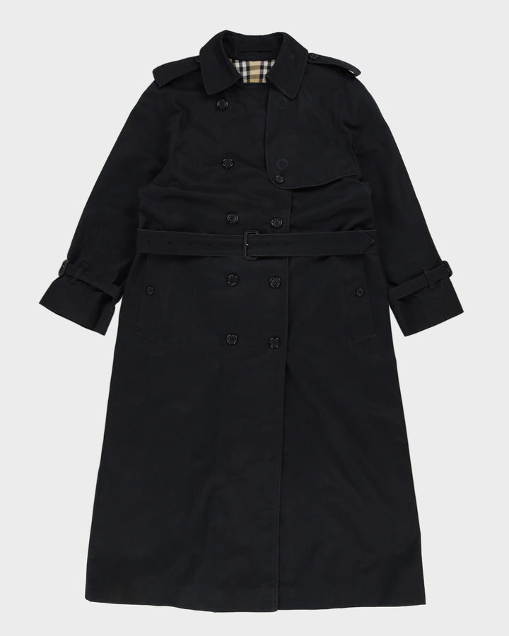 Burberrys' Black Nova Check Trench Coat - S