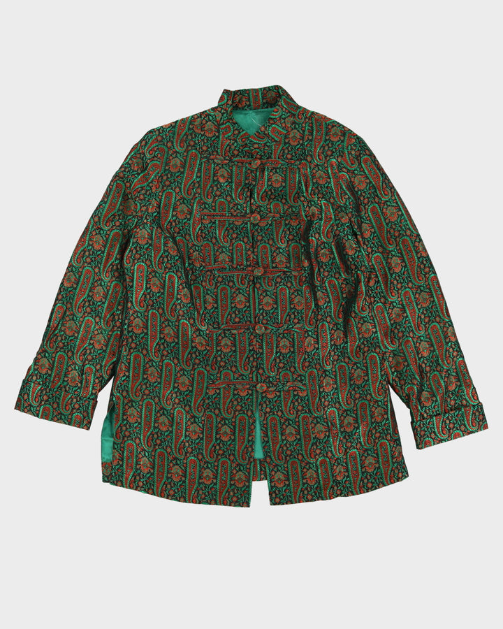 Green And Orange Brocade Cheongsam Style Jacket - M