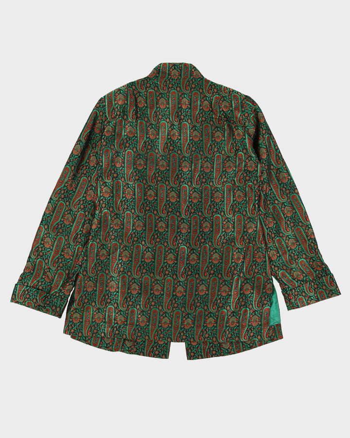 Green And Orange Brocade Cheongsam Style Jacket - M
