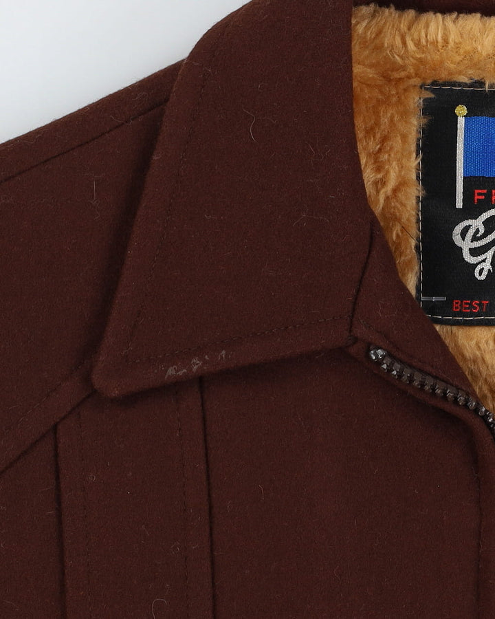 Vintage 80s Brown Lined Bomber Jacket - M
