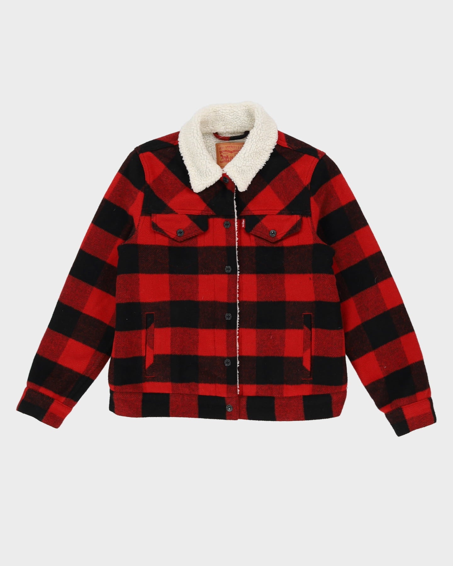 Levi's Red and Black Checked Teddy Lined Jacket S