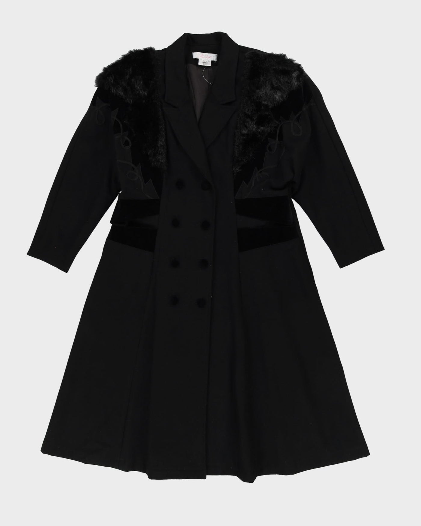 Black Faux Fur Detailed Overcoat - S